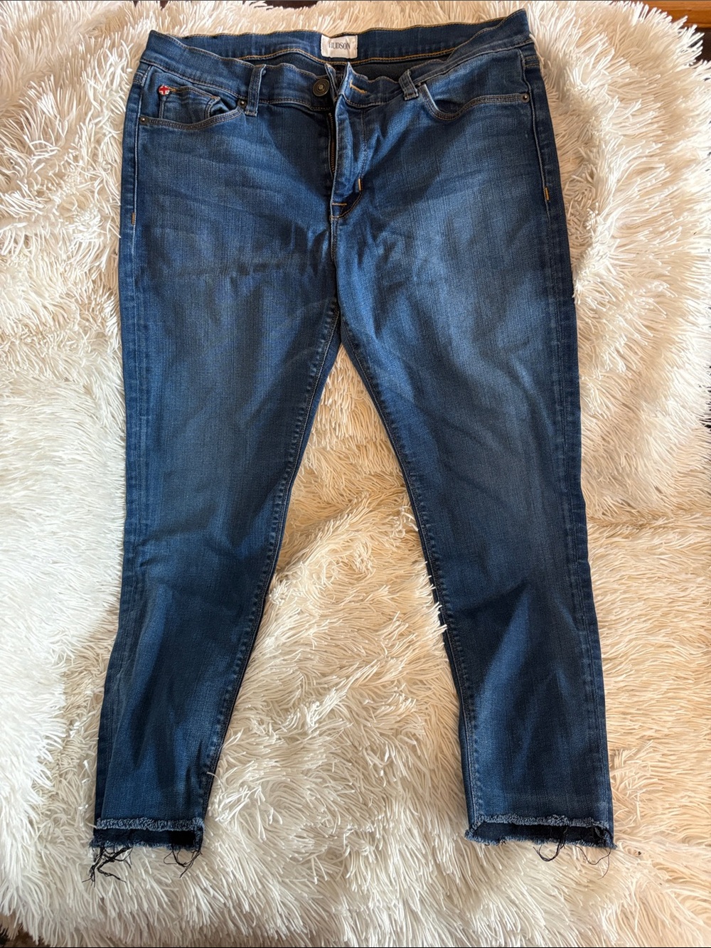 Hudson Jeans Deep Blue Ankle Crop with Raw Frayed Hem